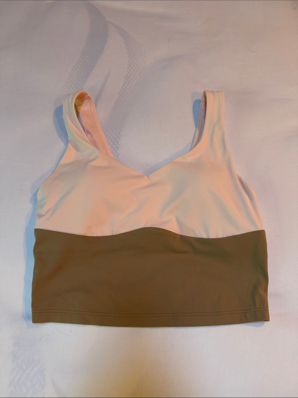 Old Navy StudioSmooth Seamed Long Line Top— Light Pink & Tan
